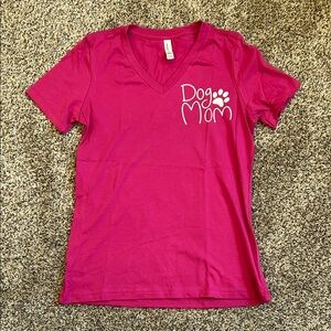 Pink 'Dog Mom' V-Neck T-Shirt